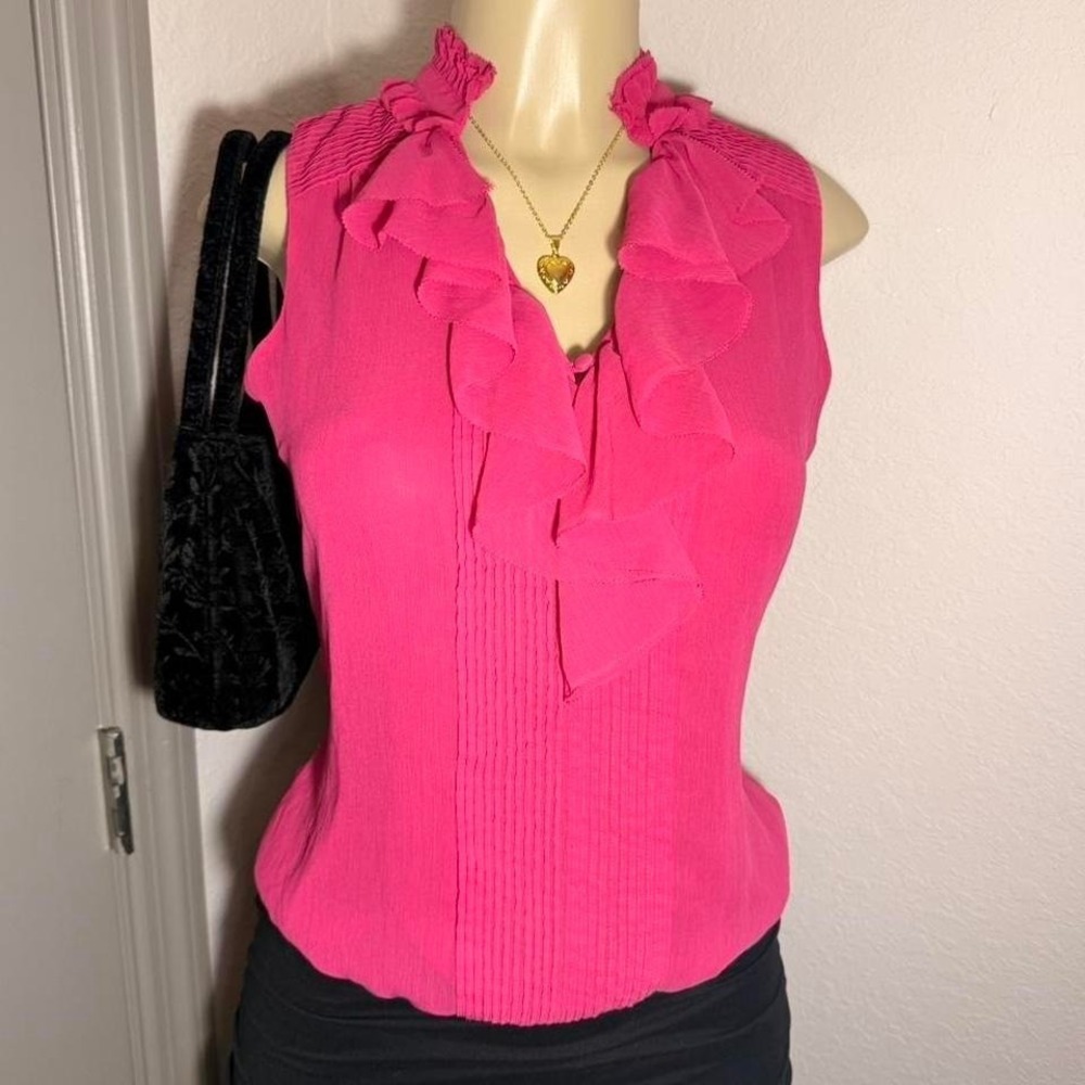 White House Black Market pink ruffle top